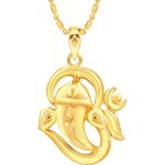 Buy Srikara Alloy Gold Plated CZ / AD Om Ganesh Fashion Jewellery Pendant with Chain - SKP2686G - Purplle