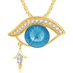 Buy Srikara Alloy Gold Plated CZ/AD Crystal Blue Eye Fashion Jewellery Pendant Chain - SKP2174G - Purplle