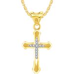 Buy Srikara Alloy Gold Plated CZ / AD Cross Fashion Jewellery Pendant with Chain - SKP2452G - Purplle