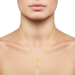 Buy Srikara Alloy Gold Plated CZ / AD Cross Fashion Jewellery Pendant with Chain - SKP2452G - Purplle