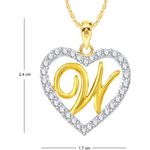 Buy Srikara Alloy Gold Plated CZ/AD Alphabet "W" in Heart Fashion Jewelry Pendant - SKP2287G - Purplle