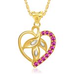 Buy Srikara Alloy Gold Plated CZ/AD Leaf in Heart Fashion Jewelry Pendant with Chain - SKP1474G - Purplle