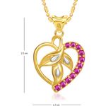 Buy Srikara Alloy Gold Plated CZ/AD Leaf in Heart Fashion Jewelry Pendant with Chain - SKP1474G - Purplle