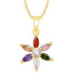 Buy Srikara Alloy Gold Plated CZ/AD Wonderful Flower Fashion Jewellery Pendant Chain - SKP2355G - Purplle