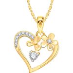 Buy Srikara Alloy Gold Plated CZ/AD Flower Heart Fashion Jewelry Pendant with Chain - SKP2564G - Purplle