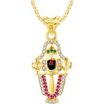 Buy Srikara Alloy Gold Plated CZ/AD Tirupati Balaji Fashion Jewellery Pendant Chain - SKP2784G - Purplle