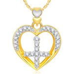 Buy Srikara Alloy Gold Plated CZ / AD Cross in Heart Fashion Jewellery Pendant Chain - SKP1994G - Purplle