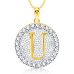 Buy Srikara Alloy Gold Plated CZ/AD Initial Letter U Fashion Jewellery Pendant Chain - SKP2203G - Purplle
