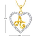 Buy Srikara Alloy Gold Plated CZ/AD Alphabet "A" in Heart Fashion Jewelry Pendant - SKP2265G - Purplle