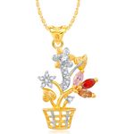 Buy Srikara Alloy Gold Plated CZ / AD Flowerpot Fashion Jewellery Pendant with Chain - SKP2410G - Purplle