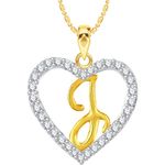 Buy Srikara Alloy Gold Plated CZ/AD Alphabet "J" in Heart Fashion Jewelry Pendant - SKP2274G - Purplle