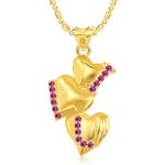Buy Srikara Alloy Gold Plated CZ/AD Three Heart I LOVE U Valentine Fashion Jewelry Pendant - SKP1929G - Purplle