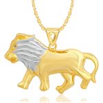 Buy Srikara Alloy Gold Plated CZ / AD Lion Fashion Jewellery Pendant with Chain - SKP2213G - Purplle