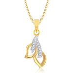 Buy Srikara Alloy Gold Plated CZ / AD Two Leaf Fashion Jewellery Pendant with Chain - SKP1093G - Purplle