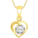 Buy Srikara Alloy Gold Plated CZ/AD Heart Solitaire Fashion Jewellery Pendant Chain - SKP2459G - Purplle