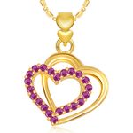 Buy Srikara Alloy Gold Plated CZ/AD Double Heart Valentine Fashion Jewelry Pendant - SKP1899G - Purplle