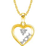 Buy Srikara Alloy Brass Gold Plated CZ/AD MOM Heart Pattern Fashion Jewelry Pendant - SKP2843G - Purplle