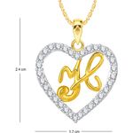 Buy Srikara Alloy Gold Plated CZ/AD Alphabet "H" in Heart Fashion Jewelry Pendant - SKP2272G - Purplle