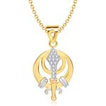 Buy Srikara Alloy Gold Plated CZ/AD The Vaheguru Fashion Jewelry Pendant with Chain - SKP1329G - Purplle