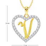 Buy Srikara Alloy Gold Plated CZ/AD Alphabet "V" in Heart Fashion Jewelry Pendant - SKP2286G - Purplle