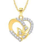 Buy Srikara Alloy Gold Plated CZ/AD Well Crafted Heart Fashion Jewelry Pendant Chain - SKP2562G - Purplle