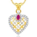 Buy Srikara Alloy Gold Plated CZ/AD Reticular Heart Fashion Jewellery Pendant Chain - SKP1996G - Purplle