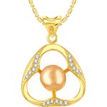 Buy Srikara Alloy Gold Plated CZ/AD Pearl Studded Triangle Fashion Jewelry Pendant - SKP2701G - Purplle