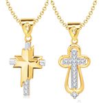 Buy Srikara Alloy Gold Plated CZ/AD Cross Pendant Fashion Jewelry Pendant Set Chain - SKCOMBO1439G - Purplle