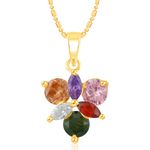 Buy Srikara Alloy Gold Plated CZ/AD Three Stones Multicolor Fashion Jewelry Pendant - SKP2381G - Purplle