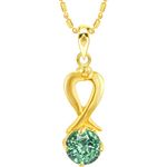 Buy Srikara Alloy Gold Plated Heart Drop Green Solitaire Fashion Jewelry Pendant - SKP2890G - Purplle