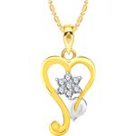 Buy Srikara Alloy Gold Plated CZ / AD Leaf Heart Fashion Jewelry Pendant with Chain - SKP2566G - Purplle