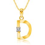 Buy Srikara Alloy Brass Gold Plated CZ Initial "D" Alphabet Fashion Jewelry Pendant - SKP2805G - Purplle