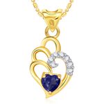 Buy Srikara Alloy Gold Plated AD Blue Curved Heart Valentine Fashion Jewelry Pendant - SKP1777G - Purplle