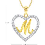 Buy Srikara Alloy Gold Plated CZ/AD Alphabet "M" in Heart Fashion Jewelry Pendant - SKP2277G - Purplle
