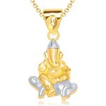 Buy Srikara Alloy Gold Plated CZ / AD Ganpati Fashion Jewellery Pendant with Chain - SKP1260G - Purplle