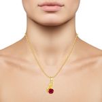 Buy Srikara Gold Plated CZ / AD Unique Drop Red Solitaire Fashion Jewellery Pendant Chain - SKP2880G - Purplle