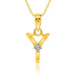 Buy Srikara Alloy Brass Gold Plated CZ Initial "Y" Alphabet Fashion Jewelry Pendant - SKP2826G - Purplle