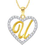 Buy Srikara Alloy Gold Plated CZ/AD Alphabet "U" in Heart Fashion Jewelry Pendant - SKP2285G - Purplle