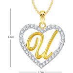 Buy Srikara Alloy Gold Plated CZ/AD Alphabet "U" in Heart Fashion Jewelry Pendant - SKP2285G - Purplle