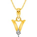 Buy Srikara Alloy Brass Gold Plated CZ Initial "V" Alphabet Fashion Jewelry Pendant - SKP2823G - Purplle