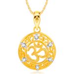 Buy Srikara Alloy Gold Plated CZ / AD Om Fashion Jewellery Pendant with Chain - SKP2442G - Purplle