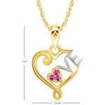 Buy Srikara Alloy Gold Plated CZ / AD Love Heart Fashion Jewelry Pendant with Chain - SKP1470G - Purplle