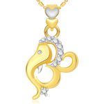 Buy Srikara Alloy Gold Plated CZ / AD Om Ganesh Fashion Jewellery Pendant with Chain - SKP2040G - Purplle