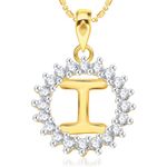Buy Srikara Alloy Gold Plated CZ/AD Initial Letter I Fashion Jewellery Pendant Chain - SKP1955G - Purplle