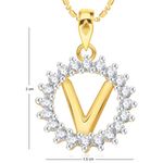 Buy Srikara Alloy Gold Plated CZ/AD Initial Letter V Fashion Jewellery Pendant Chain - SKP1968G - Purplle