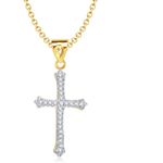 Buy Srikara Alloy Gold Plated CZ/AD Cross Pendant Fashion Jewelry Pendant Set Chain - SKCOMBO1438G - Purplle