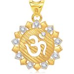 Buy Srikara Alloy Gold Plated CZ / AD Om Fashion Jewellery Pendant with Chain - SKP1451G - Purplle