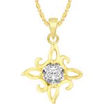 Buy Srikara Alloy Gold Plated CZ/AD Flower Solitaire Fashion Jewellery Pendant Chain - SKP2465G - Purplle