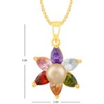 Buy Srikara Alloy Gold Plated CZ/AD Pearl Studded Multicolor Fashion Jewelry Pendant - SKP2374G - Purplle