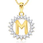 Buy Srikara Alloy Gold Plated CZ/AD Initial Letter M Fashion Jewellery Pendant Chain - SKP1959G - Purplle